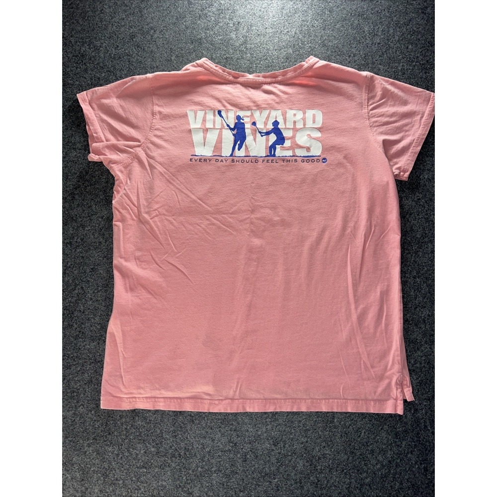 Vineyard Vines Lacrosse Graphic S/S Pocket T-Shirt Womens S Pink 100% Cotton - Picture 8 of 9